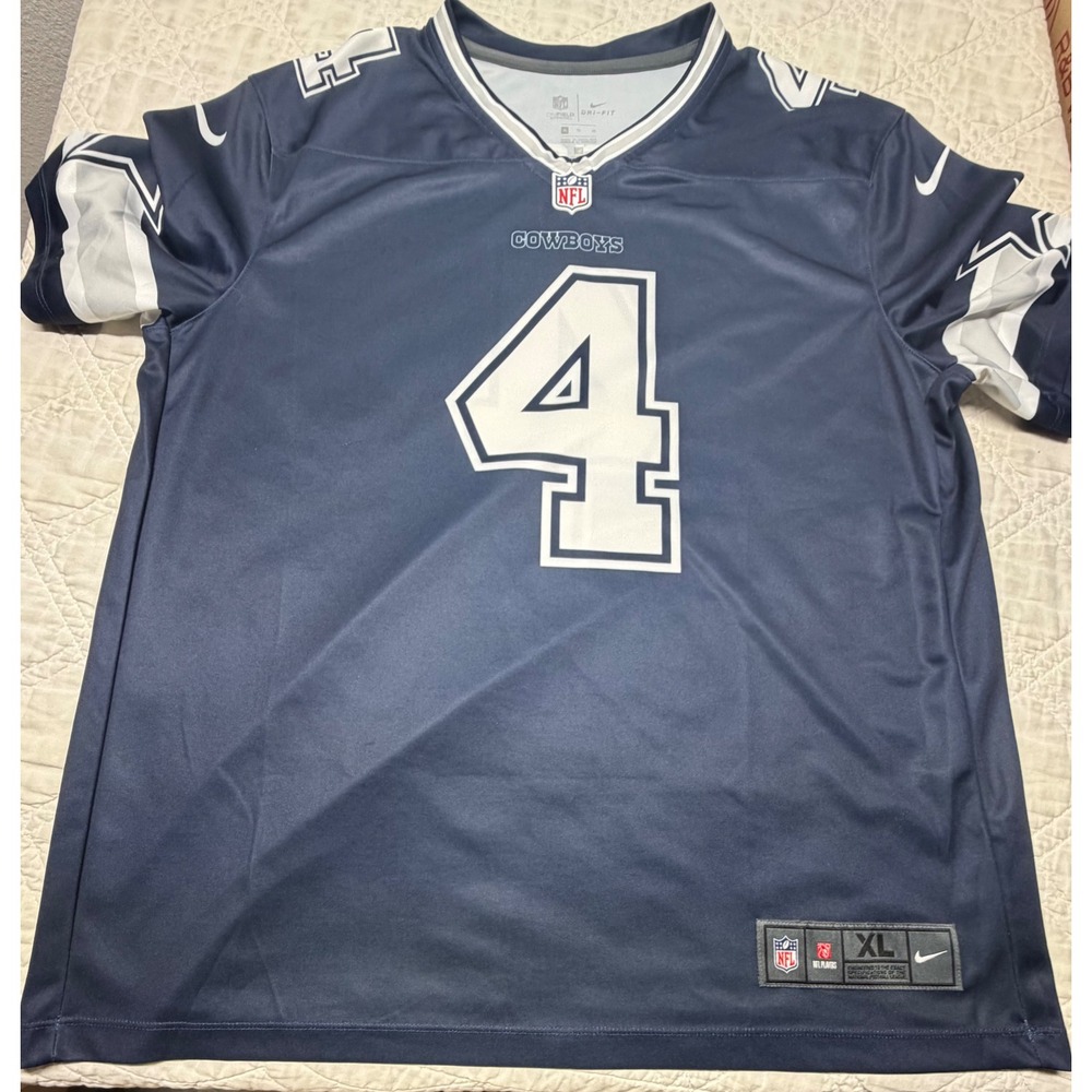 Nike Dallas Cowboys Jersey Mens XL Navy Dak Prescott 4 NFL Football Dri-FIT